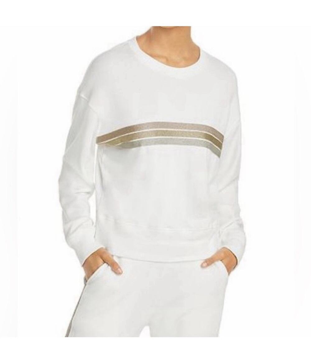 Rails Womens Ivory Sparkle Gold Striped Sweatshirt M Medium